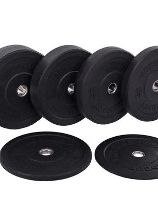 Диски (диски) бамперні для кросфіту zelart bumper plates ta-2676-20 51 мм 20 кг чорний7 фото