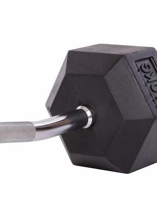 Штанга фиксированная изогнутая обрезиненная rubber hexagon barbell zelart ta-6231-40 длина-95см 40кг4 фото