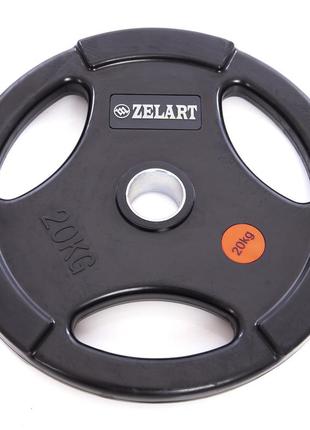 Блины (диски) обрезиненные zelart z-hit ta-5160-20 51мм 20кг черный