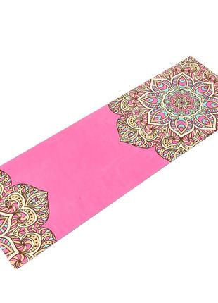 Килимок для йоги замшевий record fi-5662-48 розмір 183x61x0,3 см рожевий