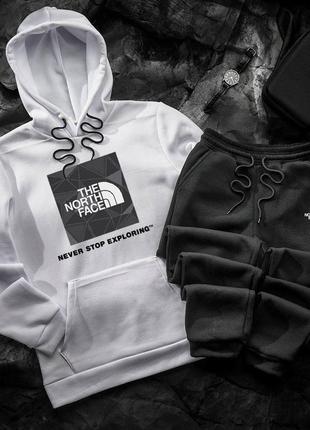 Спортивний костюм the north face на флісі худі та штани | теплий чоловічий спортивний костюм | трьохнитка флис