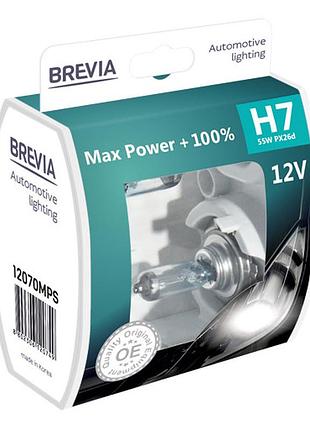 Галогеновая лампа brevia h7 12v 55w px26d max power +100% s2