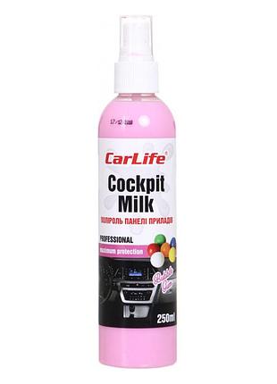 Полироль-молочко для панели приборов carlife cockpit milk бабл гам, 250мл