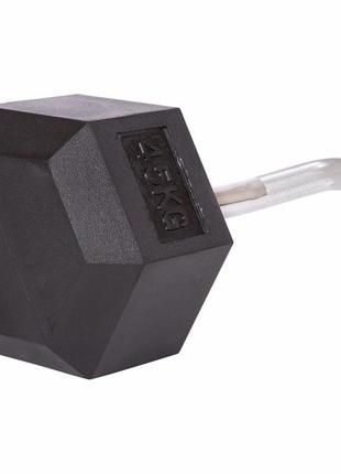 Штанга фиксированная изогнутая обрезиненная rubber hexagon barbell zelart ta-6231-45 длина-95см 45кг3 фото