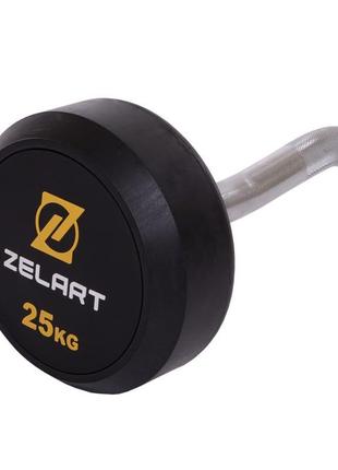 Штанга фиксированная изогнутая обрезиненная zelart rubber coated barbell ta-2687-25 длина-95см 25кг3 фото