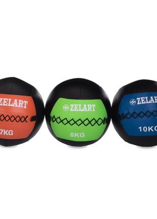 М'яч набивний для кросфіту волбол wall ball zelart fi-5168-7 7 кг чорний-жовтогарячий7 фото