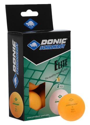 Набір м'ячів для настільного тенісу 6 штук donic mt-608518 elite 1star жовтогарячий