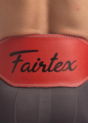 Пояс атлетичний шкіряний fairtex 167076 ширина-15 см розмір-s-xl червоний2 фото