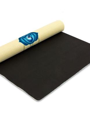 Коврик для йоги льняной (yoga mat) record fi-7157-1 размер 183x61x0,3см принт мандала чакры2 фото