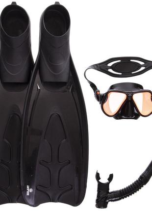 Набір для плавання маска з трубкою та ластами zelart m266s-sn120s-f19 чорний