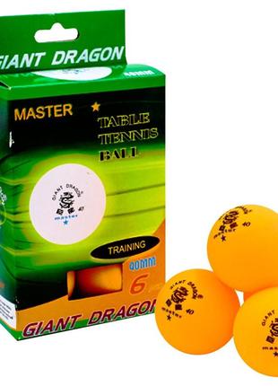 Набір м'ячів для настільного тенісу giant dragon master 1* mt-5693 6 шт. жовтогарячий