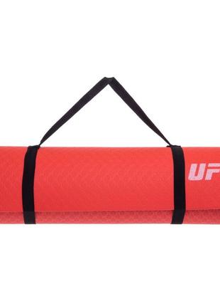 Коврик для фитнеса и йоги ufc uha-69740 145x61x1,5см красный-черный9 фото