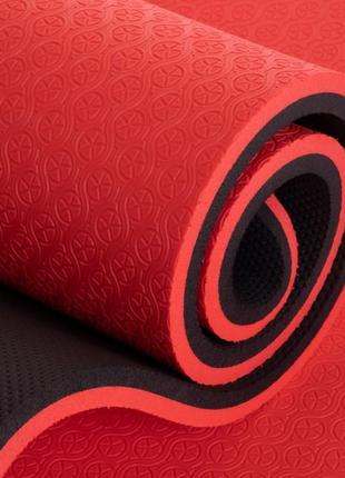 Коврик для фитнеса и йоги ufc uha-69740 145x61x1,5см красный-черный3 фото