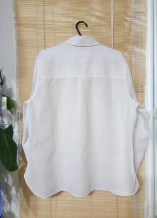 Белая рубашка с длинными рукавами лён4 фото