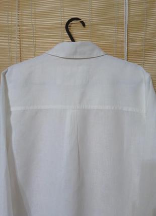 Біла сорочка з довгими рукавами льон6 фото