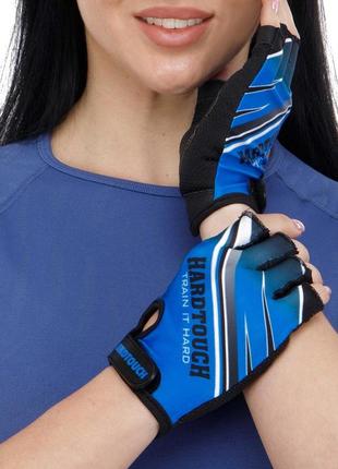 Рукавиці для фітнесу та тренувань hard touch fg-007 xs-l чорний-синій5 фото