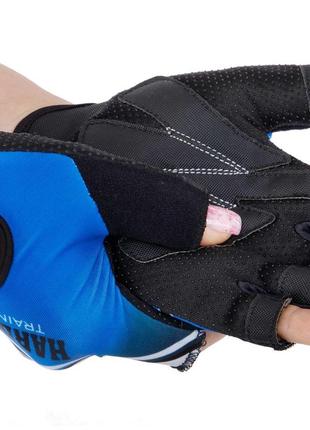 Перчатки для фитнеса и тренировок hard touch fg-007 xs-l черный-синий2 фото