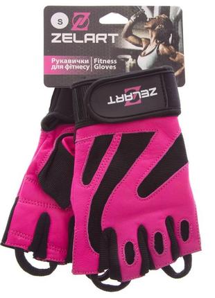 Перчатки для фитнеса и тренировок женские zelart sb-161738 размер xs-m черный-розовый8 фото