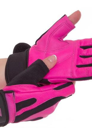 Перчатки для фитнеса и тренировок женские zelart sb-161738 размер xs-m черный-розовый3 фото