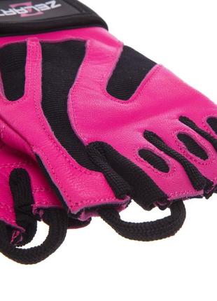 Перчатки для фитнеса и тренировок женские zelart sb-161738 размер xs-m черный-розовый5 фото