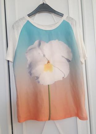 Стильная легкая блуза футболка с цветочным принтом zara4 фото