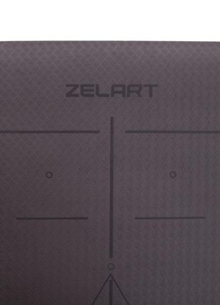Коврик для йоги с разметкой zelart fi-2579 (md9038) 183x61x0,6см серый5 фото