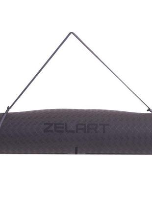Коврик для йоги с разметкой zelart fi-2579 (md9038) 183x61x0,6см серый10 фото