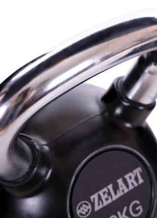 Гиря гумова з хромованою ручкою zelart ta-5162-20 вага 20 кг чорний5 фото