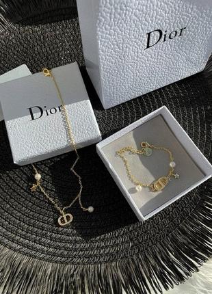 Шикарный набор браслет и цепочка в стиле "dior"