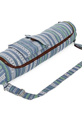 Сумка для йога килимка kindfolk yoga bag zelart fi-8362-3 сірий-синій