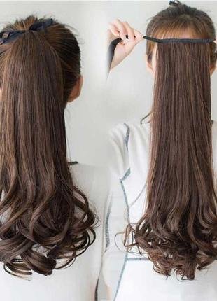 Шиньон волнистый хвост didaka на ленте 48 см. каштановый k0735-2