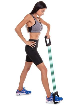 Эспандер трубчатый для фитнеса 3 жгута 15lb zelart 8006 нагрузка 7кг синий