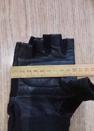 Кожаные беспалые перчатки для фитнеса спортивные вело7 фото