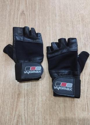 Кожаные беспалые перчатки для фитнеса спортивные вело5 фото