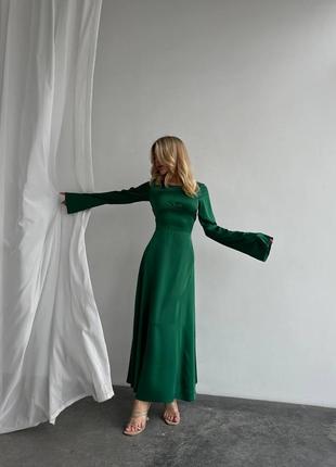 Розкішна жіноча шовкова довга сукня4 фото
