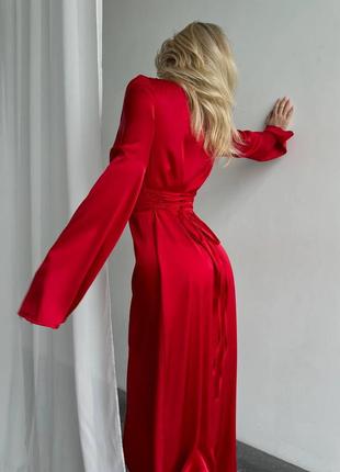 Розкішна жіноча шовкова довга сукня10 фото