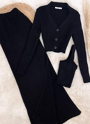 Теплий костюм трійка ‼️ : кофтинка + топ + спідниця