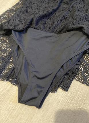 Шикарный купальник платье  купальник - сукня танкіні сдельный черного цвета купальник с юбкой4 фото