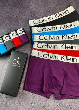 Комплект чоловічих трусів боксерів calvin klein steel(бавовна 93%), 5 шт.