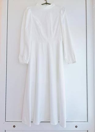 Ошатне біле жіноче плаття міді4 фото