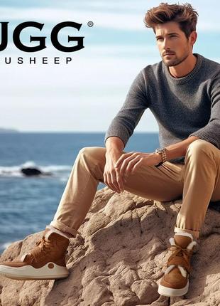 Утепленные ботинки в стиле бренда ugg натуральные замш и мех