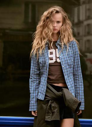 Приталенная женская рубашка в клетку zara new