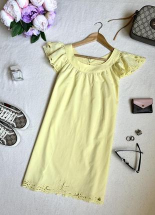 Літнє плаття з прошвою, літнє жовте плаття, літній сарафан, пляжне плаття zara