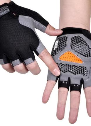 Рукавиці для спорту aolikes maidilongl gel glove sc301 мітенки без пальців розмір l black grey