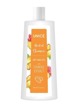 Відновлюючий шампунь unice з куркумою, 700