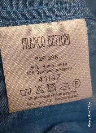 Franco bettoni стильная легкая летняя рубашка лен хлопок7 фото