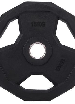 Блины (диски) полиуретановые sc-3858-15 51мм 15кг черный2 фото