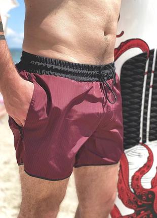 Бордові шорти пляжні чоловічі