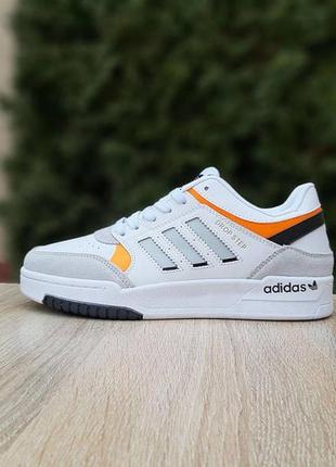 Демисезонные кроссовки adidas drop step (белые с серым/оранжевым) повседневные кроссы