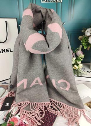 Теплый шарф палантин платок в стиле шанель